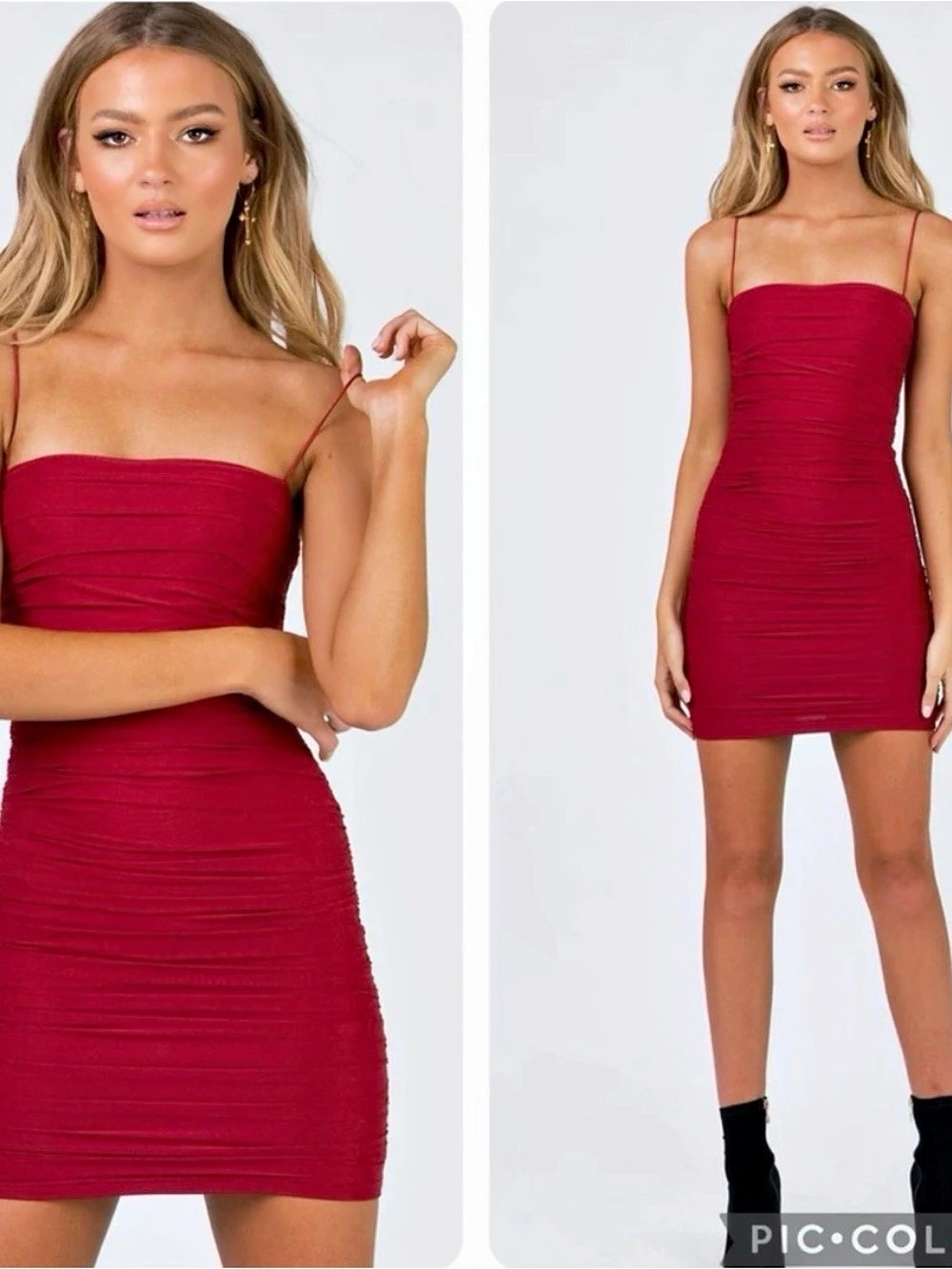Princess Polly Tara Mini Dress Ruched in Red XS